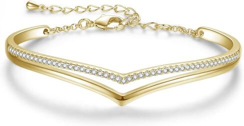 Praelinos Minimalistic Bracelets for Women White/Rose Gold Plated Charm Silver Tone Bracelet 5A Cubic Zirconia Jewelry Christmas Birthday Valentine Mother's Day Gifts for Mom Women Girlfriend Wife Her in Kuwait