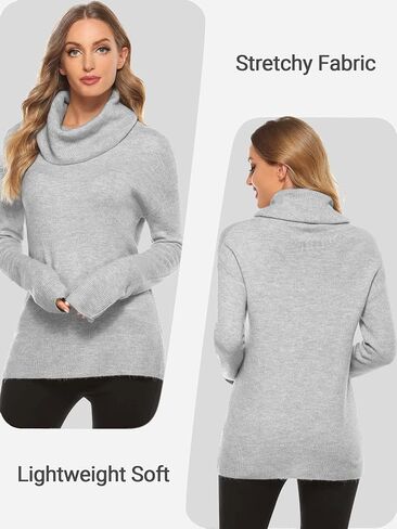 كنزة نسائية من Woolicity برقبة واسعة وأكمام طويلة فضفاضة ومضلعة ومريحة وناعمة كاجوال بياقة مدورة بلوفر علوي in Kuwait
