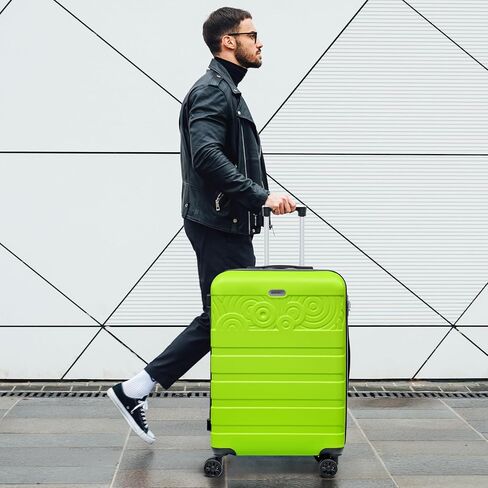 Krute Suitcase with Wheels, 28-Inch Hardside Luggage PC+ABS Checked Luggage with TSA Lock Lightweight AppleGreen in Kuwait