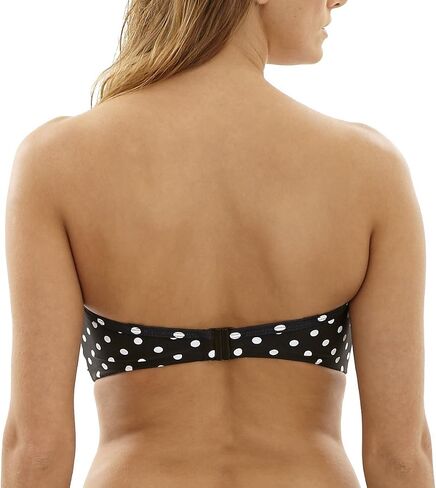 Panache Swim Women's Anya Spot Bra-Sized Bandeau Strapless Swimsuit Bikini Top with Detachable Straps, Black/White, 38E in Saudi Arabia