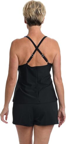 Maxine of Hollywood Women's Standard High Neck Crossback Taknini Swimsuit Top, Cool//Confetti, 6 in Kuwait