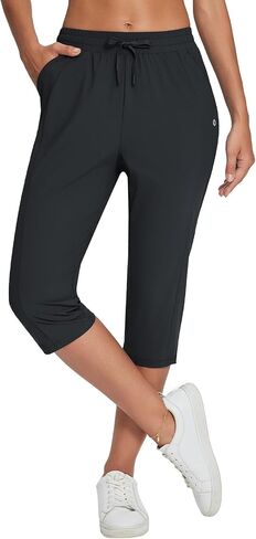 BALEAF Women's Capri Yoga Pants Loose Drawstring Workout Sweatpants High Waist Lounge Pants with Pockets UPF50+ Causal Summer in Saudi Arabia