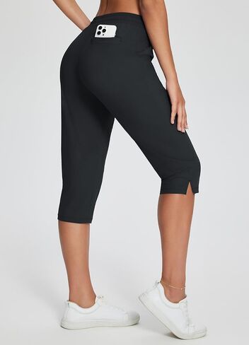 BALEAF Women's Capri Yoga Pants Loose Drawstring Workout Sweatpants High Waist Lounge Pants with Pockets UPF50+ Causal Summer in Saudi Arabia
