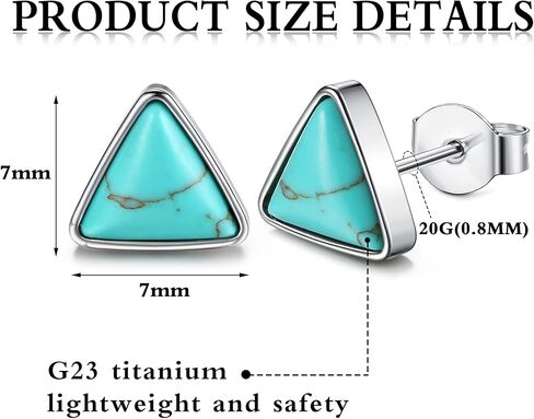 FASACCO G23 أقراط تيتانيوم فيروزية أقراط من التيتانيوم أقراط على شكل مثلث على شكل قلب فيروزي أقراط من التيتانيوم للآذان الحساسة in Kuwait