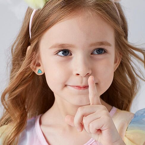 FASACCO G23 أقراط تيتانيوم فيروزية أقراط من التيتانيوم أقراط على شكل مثلث على شكل قلب فيروزي أقراط من التيتانيوم للآذان الحساسة in Kuwait