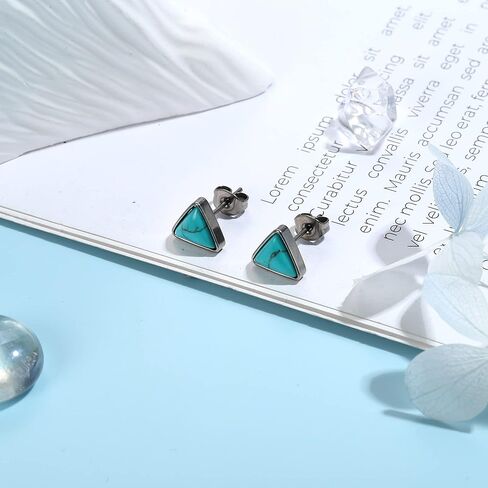 FASACCO G23 أقراط تيتانيوم فيروزية أقراط من التيتانيوم أقراط على شكل مثلث على شكل قلب فيروزي أقراط من التيتانيوم للآذان الحساسة in Kuwait