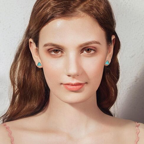 FASACCO G23 أقراط تيتانيوم فيروزية أقراط من التيتانيوم أقراط على شكل مثلث على شكل قلب فيروزي أقراط من التيتانيوم للآذان الحساسة in Kuwait