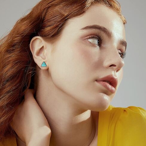 FASACCO G23 أقراط تيتانيوم فيروزية أقراط من التيتانيوم أقراط على شكل مثلث على شكل قلب فيروزي أقراط من التيتانيوم للآذان الحساسة in Kuwait