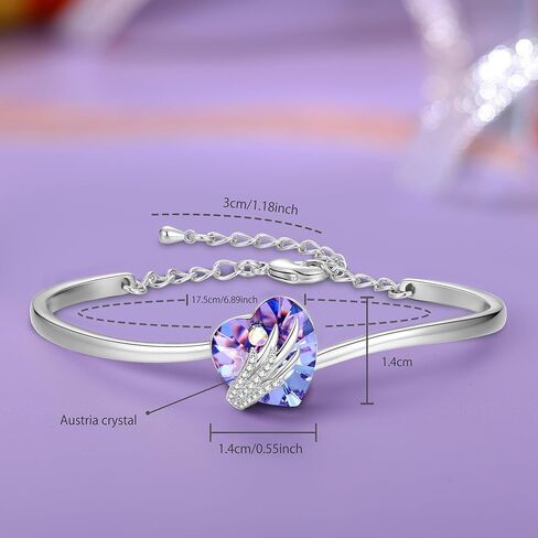 Praelinos Angel Wing سوار الحب للنساء النمسا كريستال 18K الذهب الأبيض مطلي الإسورة الفضة لهجة مجوهرات لعيد الميلاد عيد الأم عيد الحب هدايا عيد ميلاد للأم زوجة صديقة أخت الفتيات لها in Kuwait