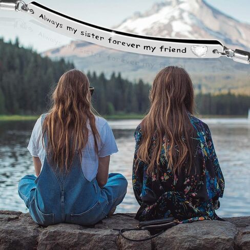AOBOCO Sterling Silver Sister Bracelet Embellished with Crystals from Austria, Always My Sister Forever My Friend, Inspirational Christmas Anniversary Birthday Jewelry Gifts for Sister Best Friend in Saudi Arabia