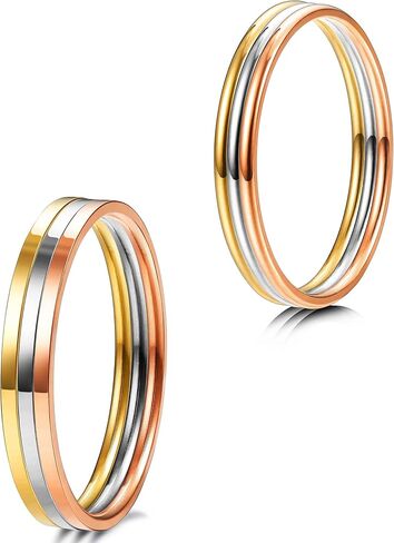 LOYALLOOK 1mm Stainless Steel Women's Plain Band Stacking Midi Rings Comfort Fit Wedding Band Ring 6pcs 5# in Saudi Arabia