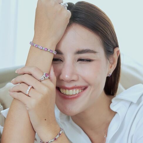 خاتم Belinda Jewelz 925 من الفضة الإسترليني المتلألئة نصف الأبدية باللون الأبيض 4 مم على شكل قلب زركونيا مكعب 2.6 قيراط في إعداد الشق خاتم كوكتيل رائع للنساء in Saudi Arabia
