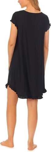 قميص نوم بأكمام قصيرة من Eileen West للنساء - مصنوع من مزيج رايون سباندكس - جيوب جانبية مدرزة - رقبة واسعة in Kuwait