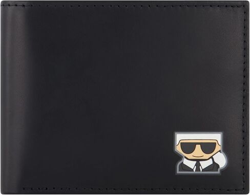 Karl Lagerfeld Paris Men's Split/Bubble Leather Kocktail Karl Head Logo Billfold Wallet, Black_kc, One Size in Saudi Arabia