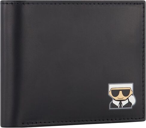 Karl Lagerfeld Paris Men's Split/Bubble Leather Kocktail Karl Head Logo Billfold Wallet, Black_kc, One Size in Saudi Arabia