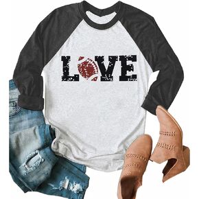 قمصان كرة القدم Love Football جرافيك للسيدات 3/4 كم راجلان تي شيرت علوي لمحبي كرة القدم in Kuwait