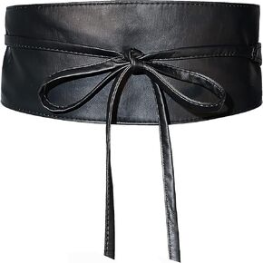 Glamorstar Women Leather Obi Belts for Women Wide Retro Waist Belt Wrap Waistband Belt for Dress
