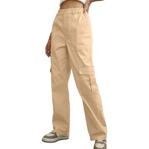 QUEZHU Cargo Pants Women Baggy Elastic Waist Parachute Pants Relaxed Fit Casual Military Streetwear Pants