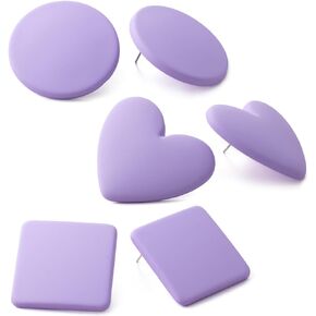 SELOVO Large Stud Earrings 3 Pcs Colorful Round Button Earrings Set Large Rhombus Heart Acrylic Studs for Women Girls