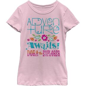 Nickelodeon Dora The Explorer Adventure Awaits Girls Short Sleeve Tee Shirt
