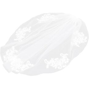 Frcolor Bridal Veil Short wedding vails with Lace Appliques and Elegent Crystal Beaded (Off-White) in Kuwait