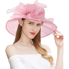 ELLYDOOR كنتاكي ديربي قبعة المرأة الأورجانزا فاسيناتور الكنيسة قبعة الزفاف الشاي حزب قبعة واسعة حافة الشمس in Kuwait