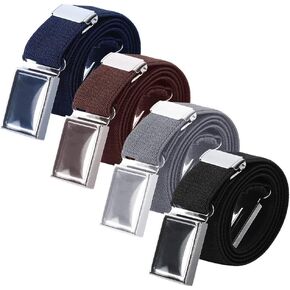 Smilerain 4 Pieces Kids Elastic Belts, Kid Adjustable Buckle Stretch Belt for Children, 4 Colors, Multicolor, L in Kuwait