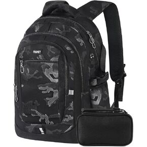 Laptop Backpack, Teenage Boys Men's Backpack Daypack 17-inch Computer Bags Work Business Travel Large Bookbag for Middle High School College Student, USB Charging Water Resistant Anti-Theft, Black in Kuwait