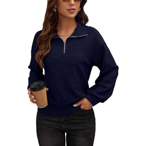 SweatyRocks Women's Casual Long Sleeve Collar Sweatshirt Half Zip Pullover Tops Blouse in Kuwait