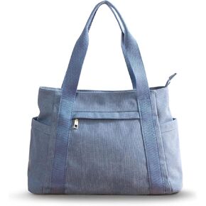 Yardsky Canvas Tote Bag, Handbags for Women, Shoulder Bag, Purse for Work, Travel, Top Handle with zipper, Black, Blue, Khaki in Saudi Arabia
