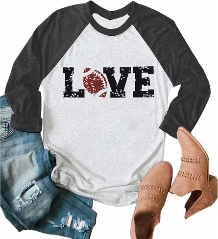 قمصان كرة القدم Love Football جرافيك للسيدات 3/4 كم راجلان تي شيرت علوي لمحبي كرة القدم in Kuwait