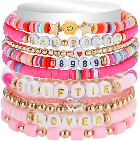 XIN HUA 10 Pcs Friendship Bracelet Set for Women Girls, Friendship Inspired Beaded Bracelets Gifts for Eras Music Lover, Aesthetic Summer Beach Jewelry for Xmas Halloween in Kuwait