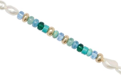 Lucky Brand Turquoise And Pearl Beaded Bracelet, Gold, One Size in Saudi Arabia