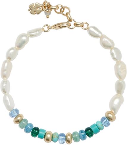 Lucky Brand Turquoise And Pearl Beaded Bracelet, Gold, One Size in Saudi Arabia