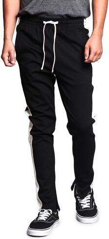 Men's Essential Solid and Plaid Stripes Premium Track Pants in Kuwait