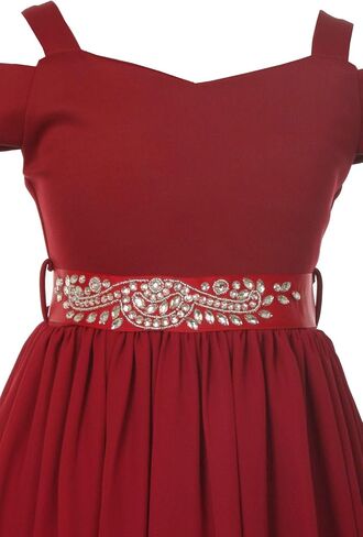 Girls Off Shoulder Hi-Lo Floral Lace Rhinestone Flower Girl Swing Summer Dress USA 4-16 in Saudi Arabia
