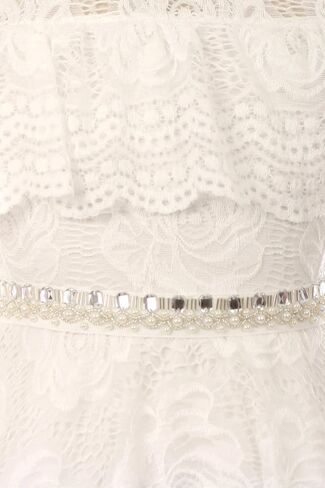 Girls Off Shoulder Hi-Lo Floral Lace Rhinestone Flower Girl Swing Summer Dress USA 4-16 in Saudi Arabia