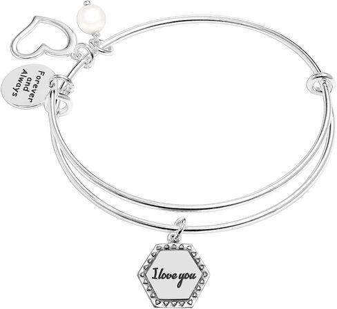 LeCalla 925 Sterling Silver Expandable Wire Multi-Charm Bangle Bracelet for Women in Kuwait