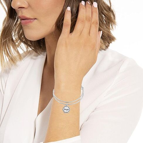 LeCalla 925 Sterling Silver Expandable Wire Multi-Charm Bangle Bracelet for Women in Kuwait
