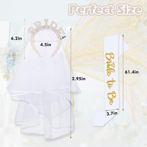 زي كي بي توبس شريط راس للعروس مكون من قطعتين لحفلات توديع العزوبية وهدايا حفلات توديع العزوبية، مجموعة اكسسوارات للنساء من اللؤلؤ ووشاح العروس تو بي in Kuwait