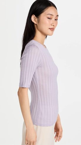 Vince Women's Ribbed Elbow Sleeve Crew Tee in Saudi Arabia