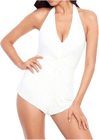 MagicSuit Women's Swimwear Solid Theresa Romper Halter Tie Soft Cup One Piece Swimsuit in Saudi Arabia