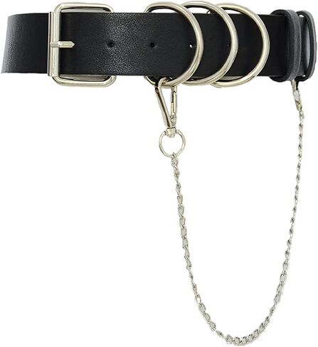 Rose-Samira Women's Punk Leather Belt with Detachable Chain,Vintage Costume Accessories in Kuwait