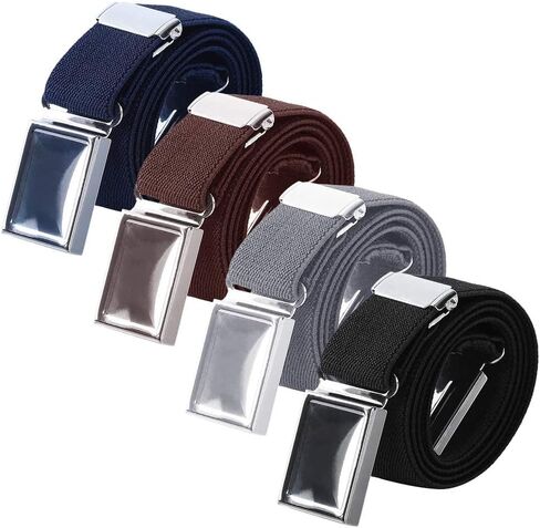 Smilerain 4 Pieces Kids Elastic Belts, Kid Adjustable Buckle Stretch Belt for Children, 4 Colors, Multicolor, L in Kuwait