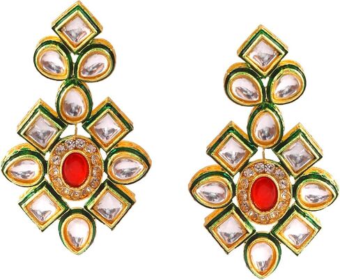 مجموعة المجوهرات الهندية Jewarhaat AD CZ Kundan المرصعة بالذهب والمطلية بالذهب للنساء والفتيات in Saudi Arabia