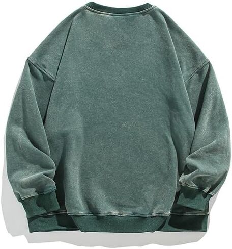 GMOYD Mens Washed Sweatshirt Round Neck Pullover Vintage Printed Top in Saudi Arabia