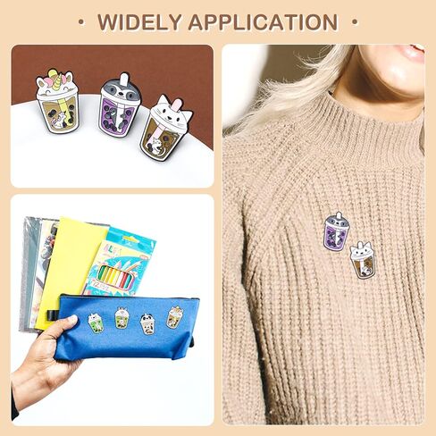 مجموعة دبابيس بروش عصرية بنمط رسوم متحركة للحياة اليومية، دبابيس بروش من 6 قطع من ليفيون بتصميم حيوانات لطيفة ولؤلؤ وحليب وشاي، دبابيس بروش للملابس والشنط والجاكيتات والاكسسوارات والحرف اليدوية للنساء in Kuwait