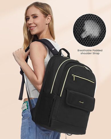 LOVEVOOK Laptop Backpack for Women,15.6 Inch Fashion Travel Backpack,Large Capacity Backpack Purse with USB,Water-resistant fits College Work Business Travel （Beige） in Saudi Arabia