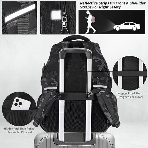 Laptop Backpack, Teenage Boys Men's Backpack Daypack 17-inch Computer Bags Work Business Travel Large Bookbag for Middle High School College Student, USB Charging Water Resistant Anti-Theft, Black in Kuwait