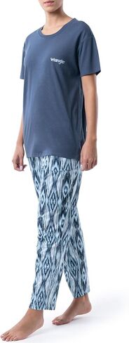 Wrangler Women's Short Sleeve Graphic Tee and Printed Pants Pajama Sleep Set in Saudi Arabia